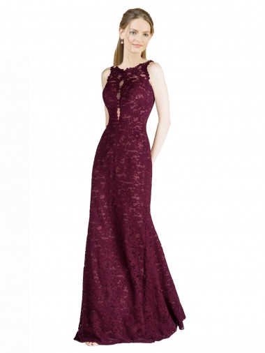 Keyhole Back Lace Illusion Neck Long Sleeveless Prom Dress / Bridesmaid Dress Norwich