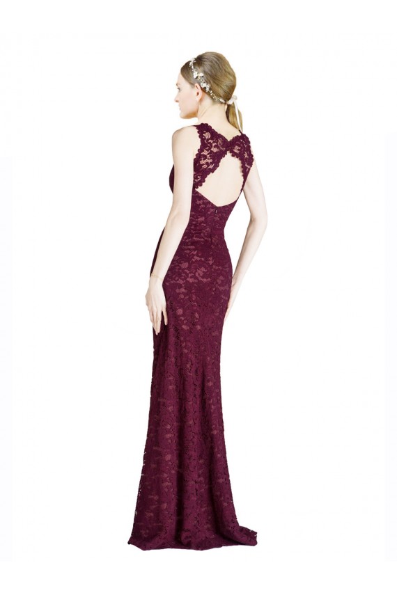 Keyhole Back Lace Illusion Neck Long Sleeveless Prom Dress / Bridesmaid Dress Norwich
