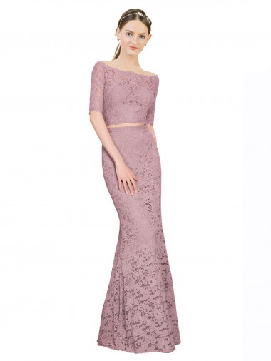 Lace Off the Shoulder Short Sleeves Long Prom Dress / Bridesmaid Dress Norwich