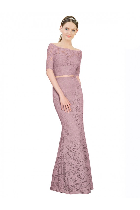 Lace Off the Shoulder Short Sleeves Long Prom Dress / Bridesmaid Dress Norwich