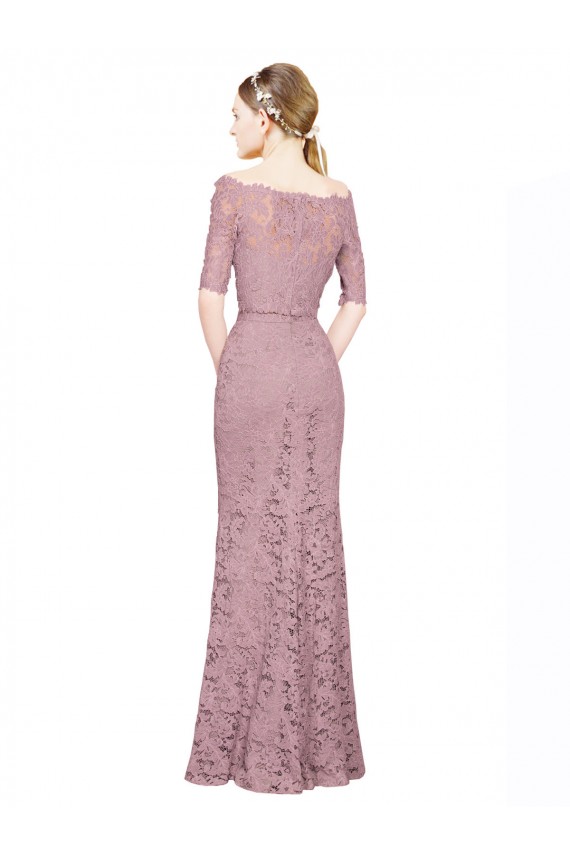 Lace Off the Shoulder Short Sleeves Long Prom Dress / Bridesmaid Dress Norwich