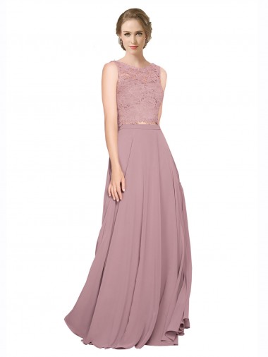 Soft Chiffon & Lace Illusion Neck Long Sleeveless Black Tie Prom Dress / Bridesmaid Dress Norwich