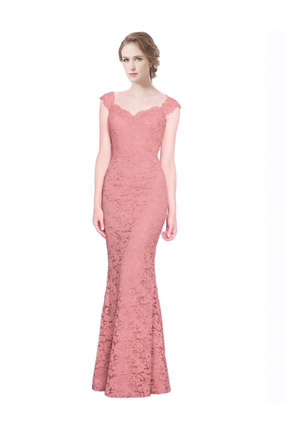 Salmon Lace Sweetheart Long Sleeveless Prom Dress / Bridesmaid Dress Norwich