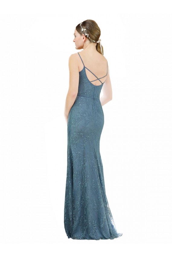 Open Back Lace Spaghetti Straps Long Sleeveless Bridesmaid Dress Norwich