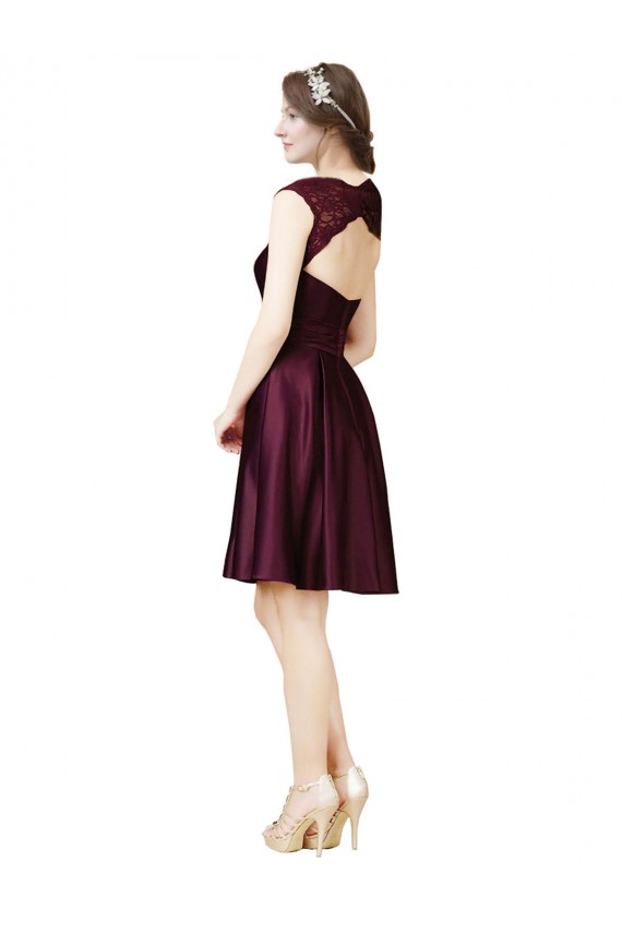 Open Back Satin & Lace Square Neck Knee Length Sleeveless Bridesmaid Dress Norwich
