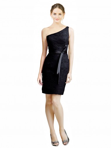 Open Back Lace One Shoulder Knee Length Sleeveless Bridesmaid Dress Norwich