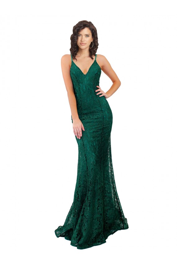 Open Back Lace V-Neck Long Sleeveless Black Tie Evening Gown / Prom Dress / Bridesmaid Dress Norwich