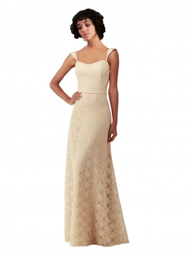 Champagne Lace Sweetheart Long Sleeveless Bridesmaid Dress Norwich