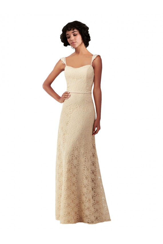 Champagne Lace Sweetheart Long Sleeveless Bridesmaid Dress Norwich
