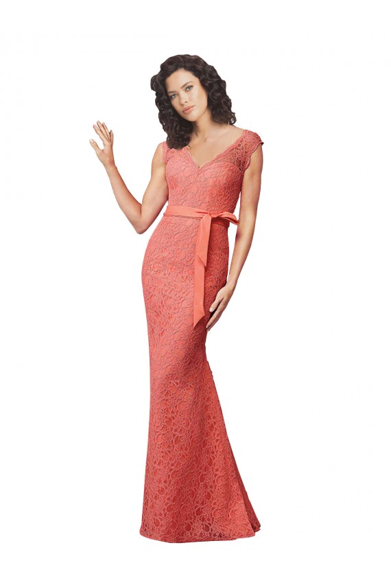 Open Back Lace V-Neck Long Sleeveless Bridesmaid Dress Norwich