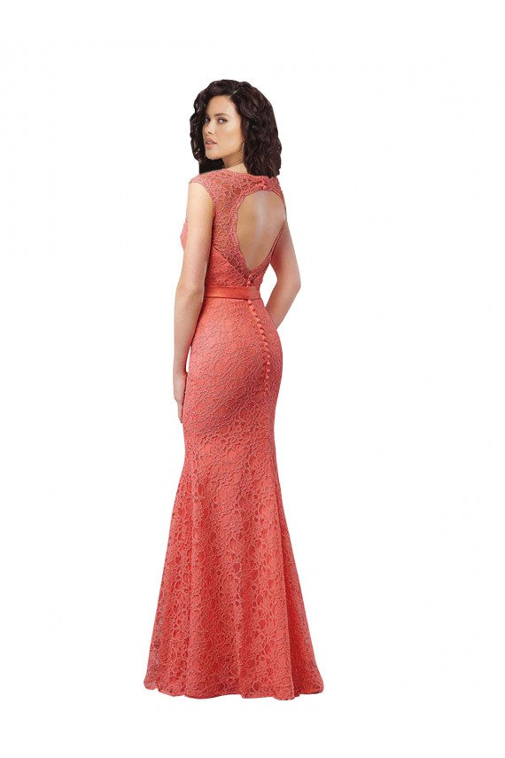 Open Back Lace V-Neck Long Sleeveless Bridesmaid Dress Norwich