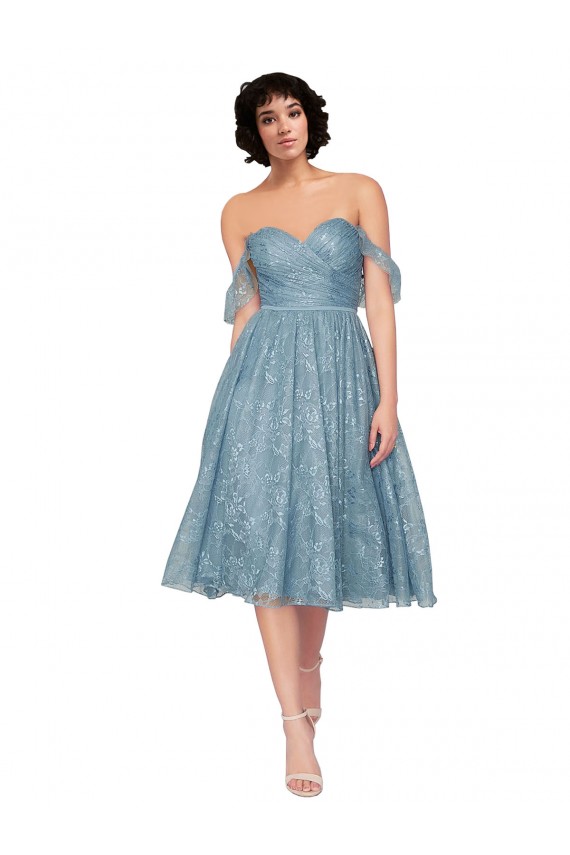 Keyhole Back Lace Off the Shoulder Knee Length Sleeveless Bridesmaid Dress Norwich