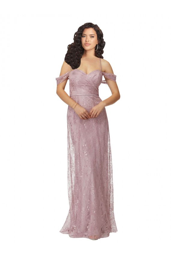 Keyhole Back Lace Off the Shoulder Long Sleeveless Bridesmaid Dress Norwich