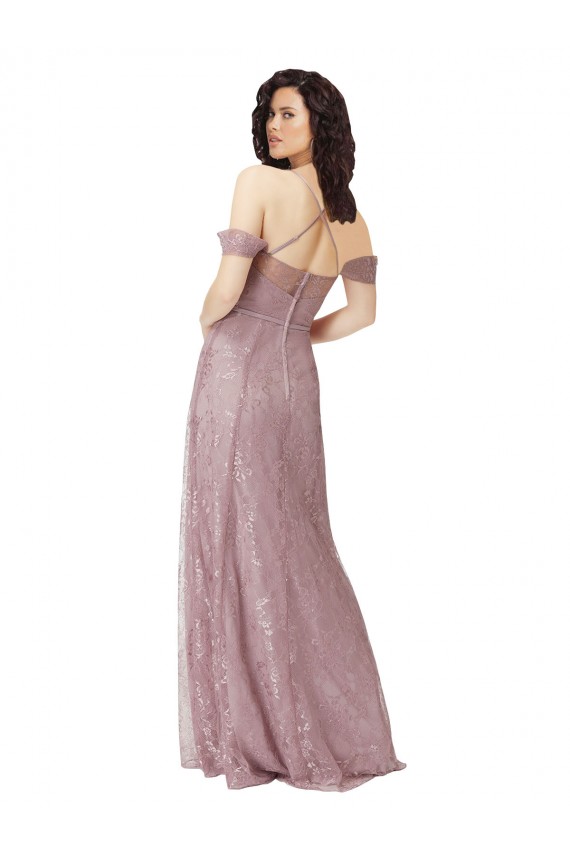 Keyhole Back Lace Off the Shoulder Long Sleeveless Bridesmaid Dress Norwich