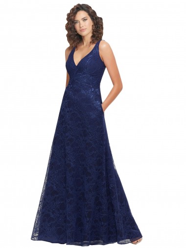 Low Back Lace V-Neck Long Sleeveless Bridesmaid Dress Norwich