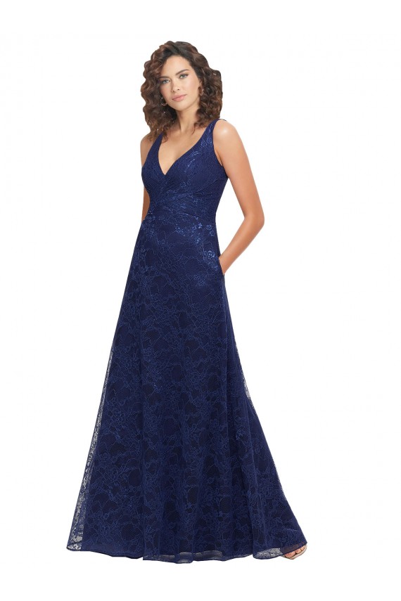 Low Back Lace V-Neck Long Sleeveless Bridesmaid Dress Norwich