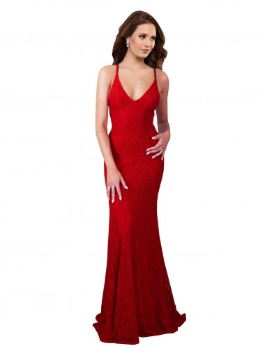 Open Back Lace V-Neck Long Sleeveless Formal Dress / Bridesmaid Dress Norwich