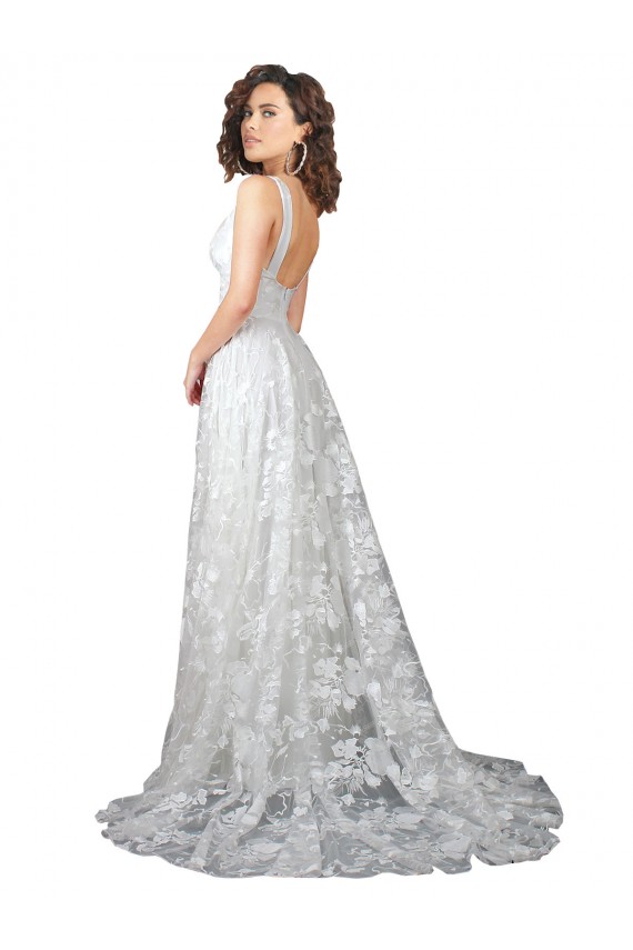 Low Back Lace V-Neck Chapel Train Sleeveless Wedding Dress Norwich