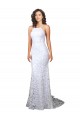 Open Back Lace High Neck Sweep Train Sleeveless Wedding Dress Norwich