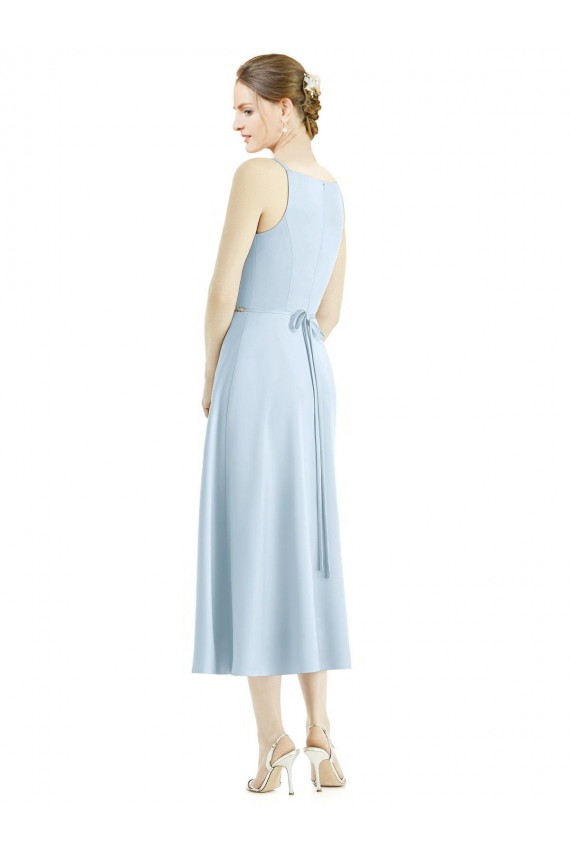 Satin V-Neck Tea Length Sleeveless Bridesmaid Dress Norwich