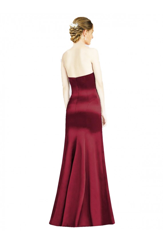 Burgundy Satin Sweetheart Long Sleeveless Bridesmaid Dress Norwich