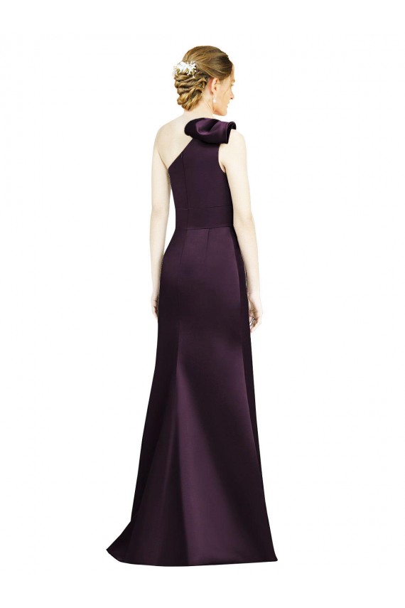 Grape Satin One Shoulder Long Sleeveless Bridesmaid Dress Norwich