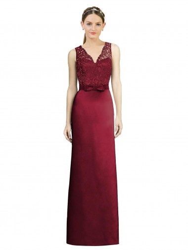 Satin & Lace V-Neck Long Sleeveless Bridesmaid Dress Norwich