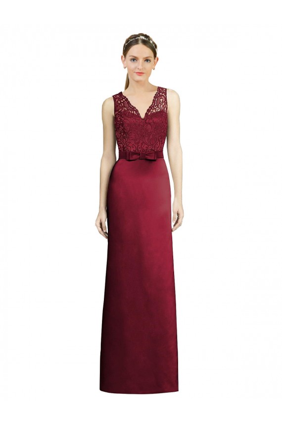 Satin & Lace V-Neck Long Sleeveless Bridesmaid Dress Norwich