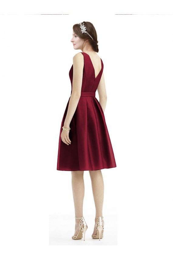Satin Bateau Neck Knee Length Sleeveless Bridesmaid Gown Norwich
