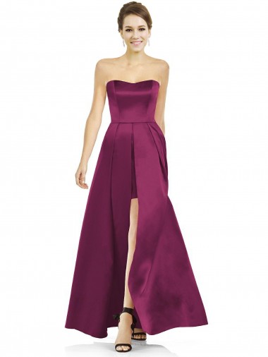 Merlot Satin Strapless Long Sleeveless Bridesmaid Dress Norwich