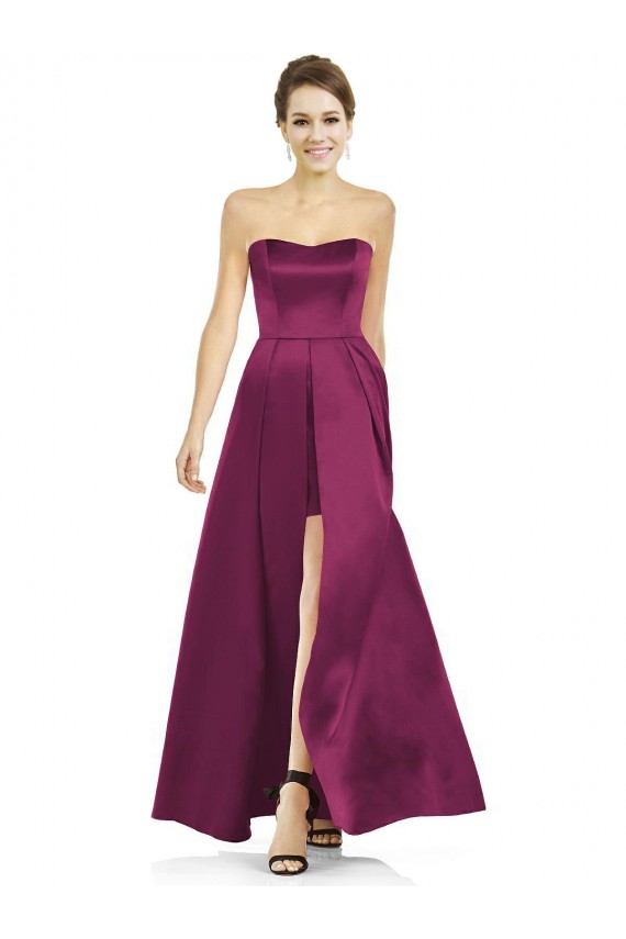 Merlot Satin Strapless Long Sleeveless Bridesmaid Dress Norwich