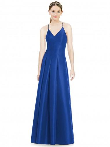 Open Back Satin Spaghetti Straps Long Sleeveless Bridesmaid Dress Norwich