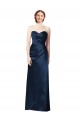 Dark Navy Satin Sweetheart Long Sleeveless Bridesmaid Dress Norwich