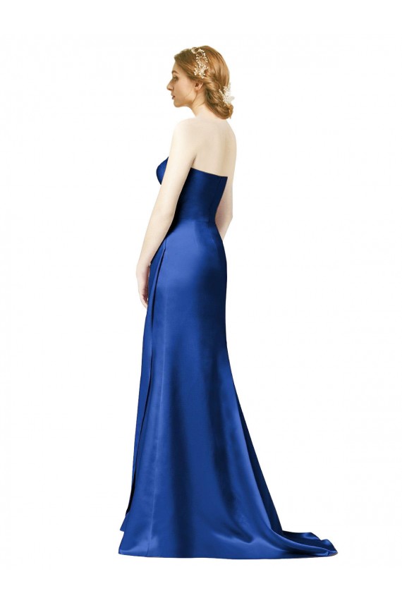 Dark Navy Satin Sweetheart Long Sleeveless Bridesmaid Dress Norwich