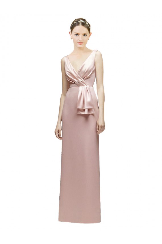 V-Back Satin V-Neck Long Sleeveless Bridesmaid Dress Norwich