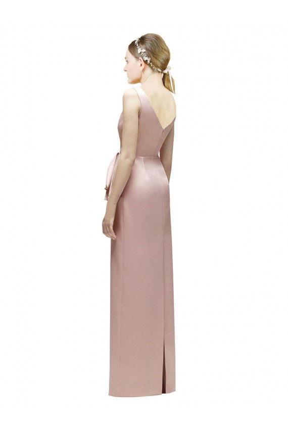 V-Back Satin V-Neck Long Sleeveless Bridesmaid Dress Norwich