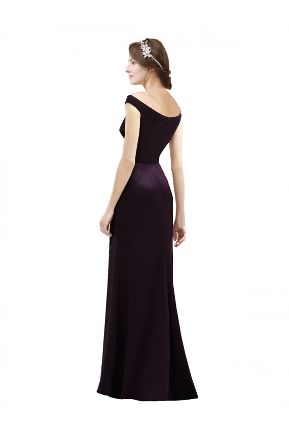 Satin Off the Shoulder Long Cap Sleeves Bridesmaid Dress Norwich