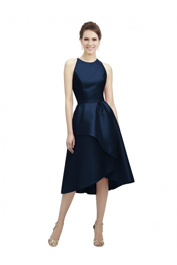 Satin Halter Neck Tea Length Sleeveless High Low Bridesmaid Dress Norwich