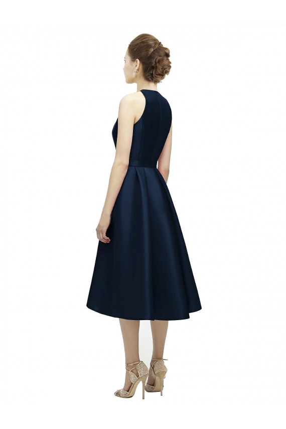 Satin Halter Neck Tea Length Sleeveless High Low Bridesmaid Dress Norwich