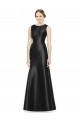 Keyhole Back Black Satin High Neck Long Sleeveless Bridesmaid Dress Norwich