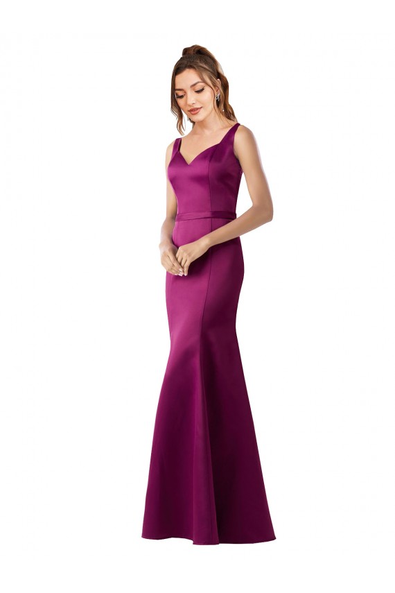 Open Back Satin Bateau Neck Long Sleeveless Black Tie Evening Gown / Prom Dress / Bridesmaid Dress Norwich