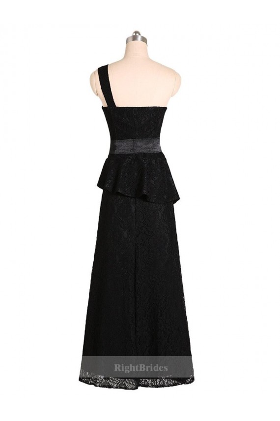 Black Satin One Shoulder Long Sleeveless Bridesmaid Dress Norwich