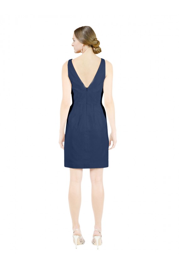 Open Back Satin V-Neck Knee Length Sleeveless Evening Gown / Bridesmaid Dress Norwich