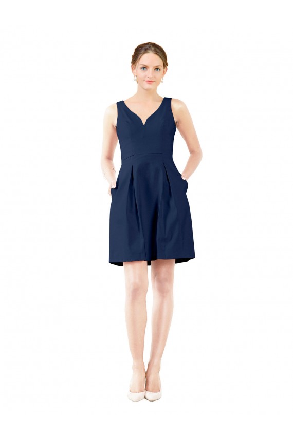 Satin V-Neck Knee Length Sleeveless Bridesmaid Gown Norwich