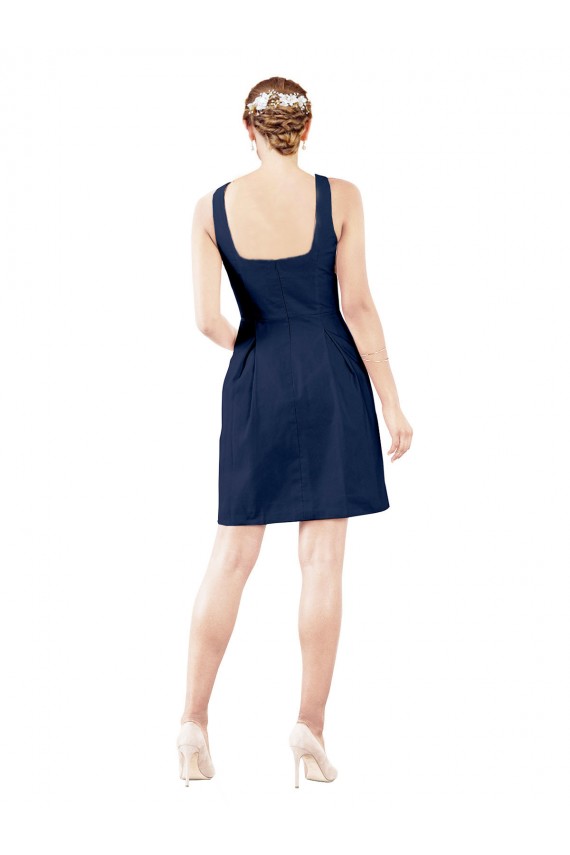 Satin V-Neck Knee Length Sleeveless Bridesmaid Gown Norwich