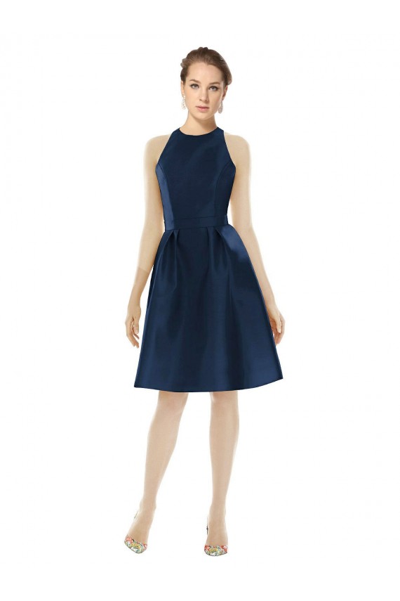 Satin Halter Neck Cocktail Length Sleeveless Bridesmaid Dress Norwich