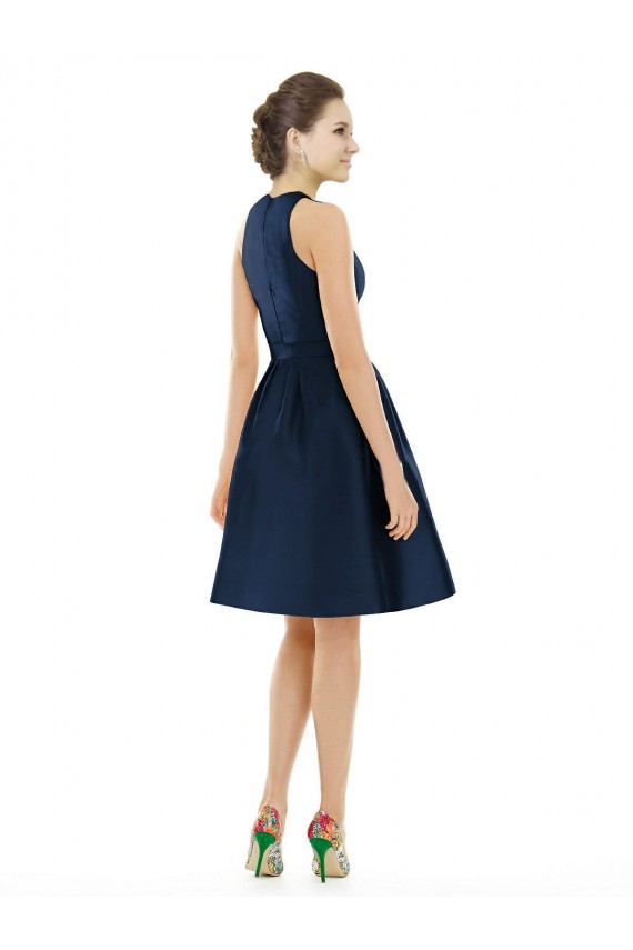 Satin Halter Neck Cocktail Length Sleeveless Bridesmaid Dress Norwich
