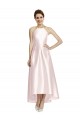 Open Back Satin Spaghetti Straps Long Sleeveless High Low Bridesmaid Dress Norwich
