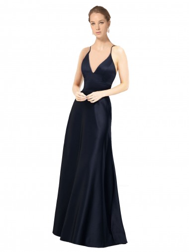 Satin Spaghetti Straps Long Sleeveless Prom Dress / Bridal Party Dress Norwich