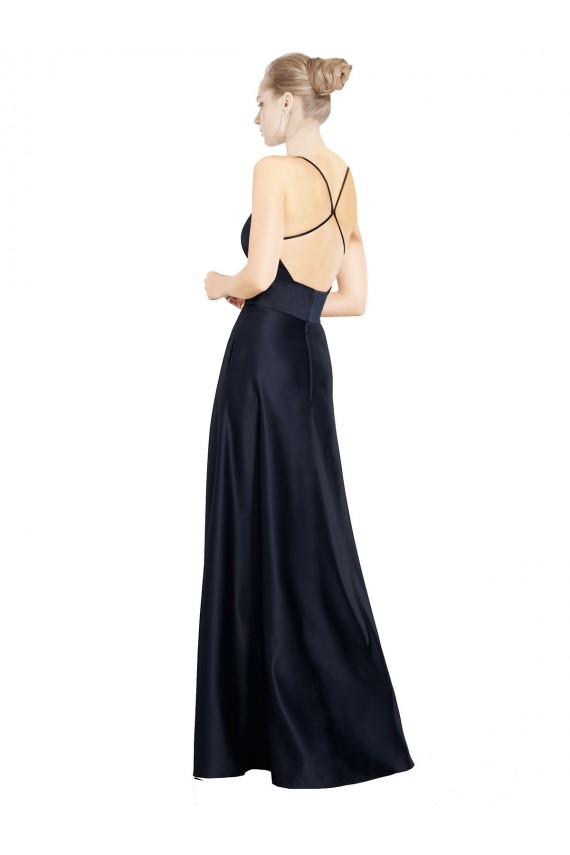 Satin Spaghetti Straps Long Sleeveless Prom Dress / Bridal Party Dress Norwich